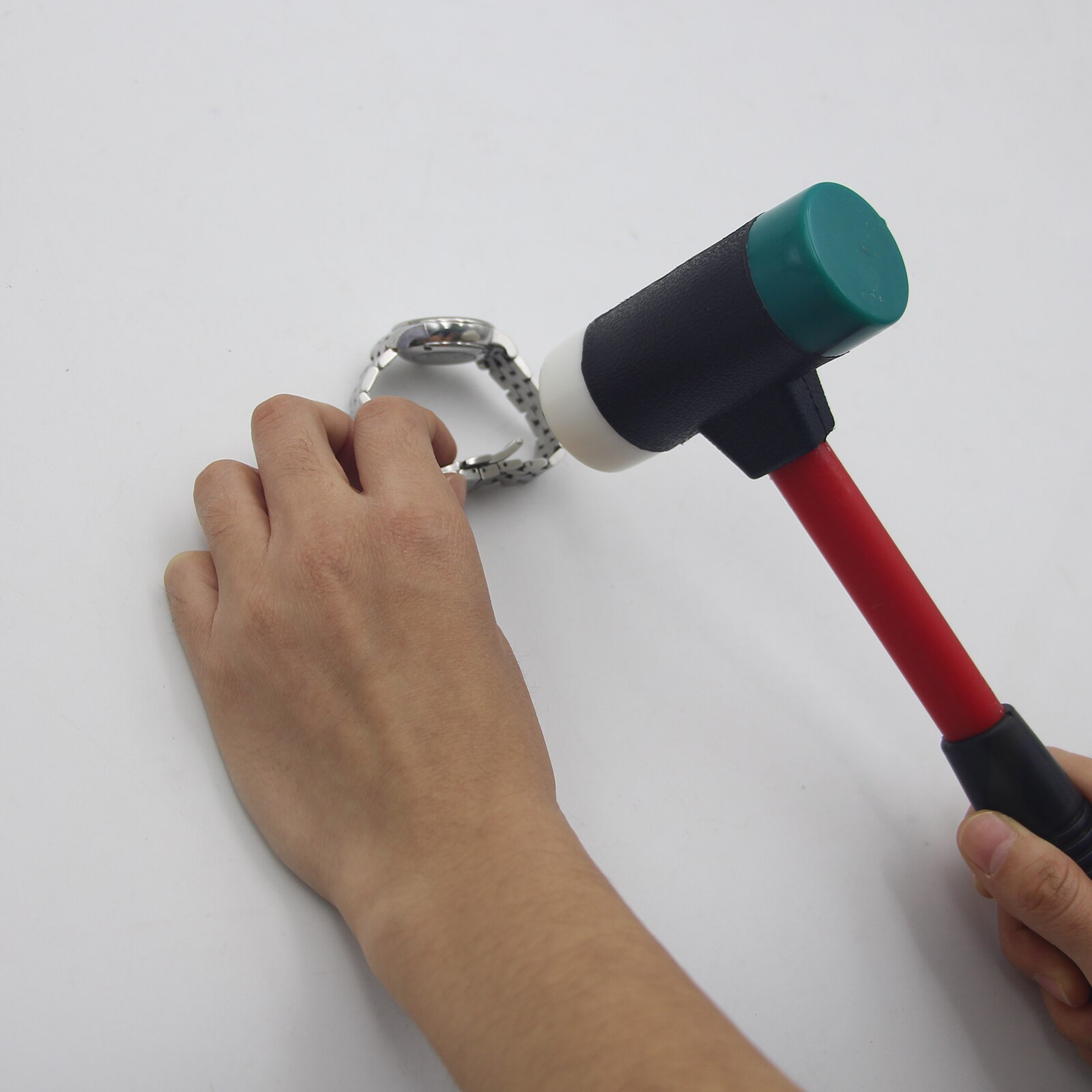 Leather DIY Tool Double Face Soft Touch Hammer Black Plastic Coated Grip Double Head Rubber Hammer Handheld Tool