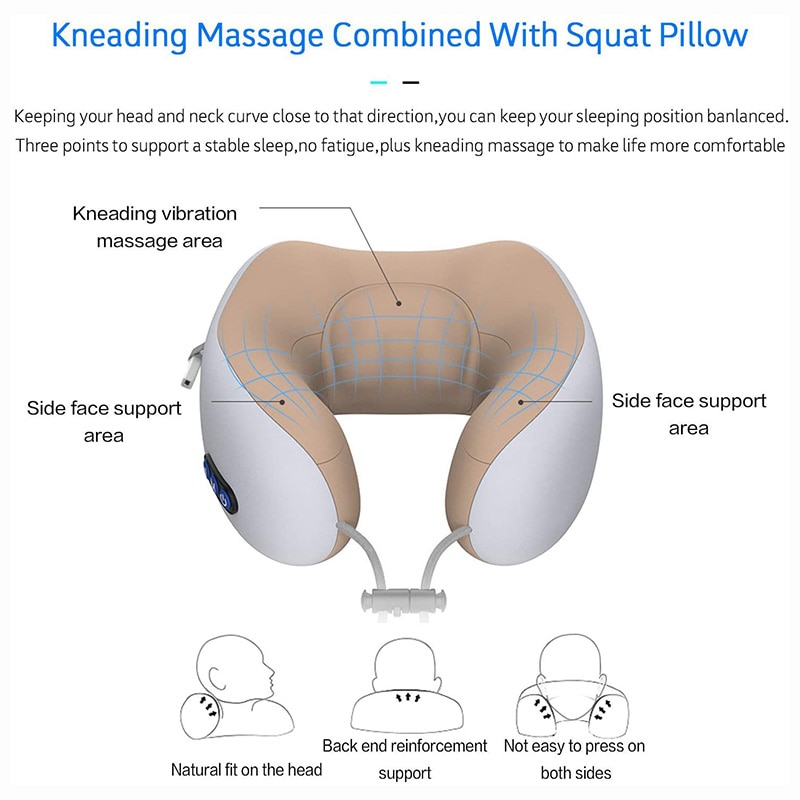 Multifunctional U-shaped pillow massage pillow Electric Neck Massager Portable Shoulder Cervical Massager Travel Home Car Relax