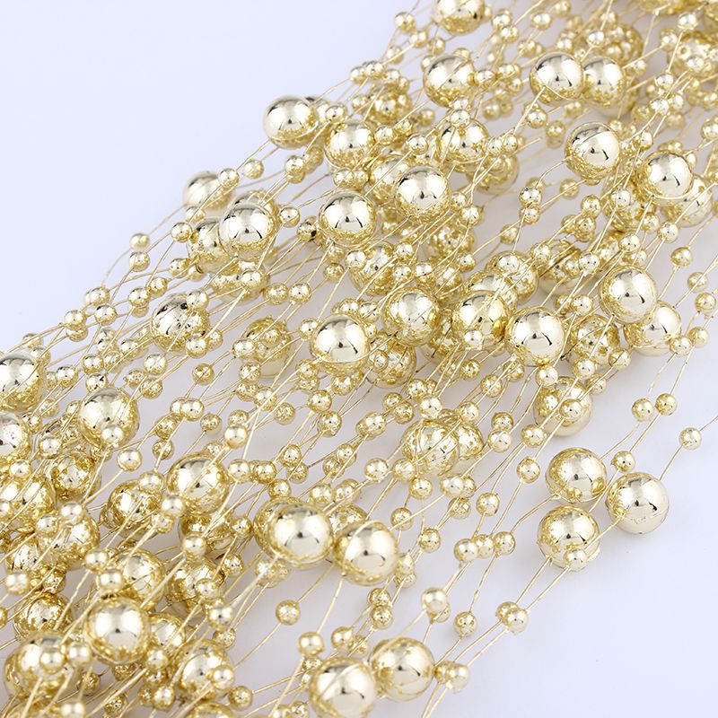 5 meter 4 stk/parti linje kunstig abs perle perle kæde til guirlande bryllup fest indretning hår tilbehør guld eller sølv: Plating 18k guld