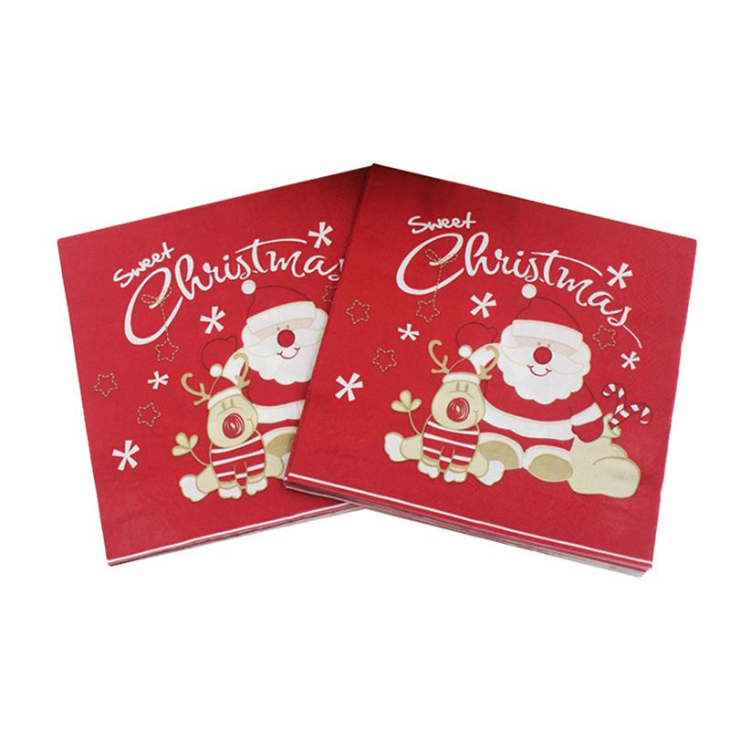 20 Stuks Gedrukt Kerst Servetten Wegwerp Kerstman Xmas Elk Papieren Handdoek Papieren Tissue Voor Volwassenen Kerst Party Kinderen
