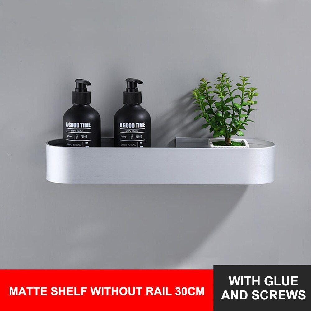 Wall Mount Bathroom Shelf Rack Bath Shower Storage Organizer Shower Caddy Holder Kitchen Shelf Organizer Bathroom Accessories: 30cm Silver