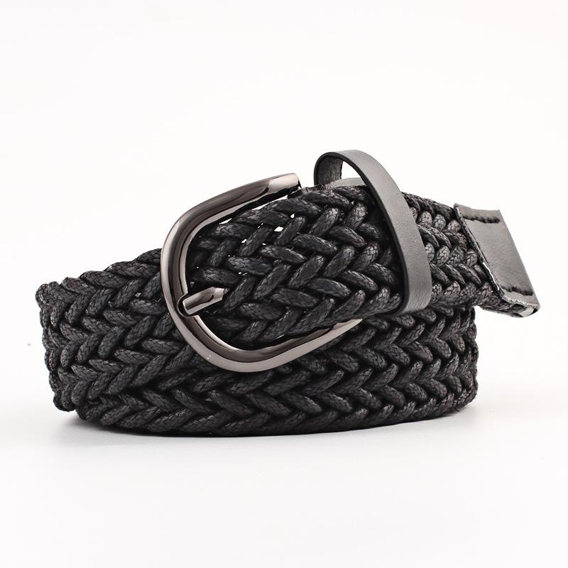 Unisex Elastic Braided Belt Elastic Solid Color Weave Belts For Women Men Jeans Belts Pin Buckle Woven Belt: 2 (103x2.5cm)