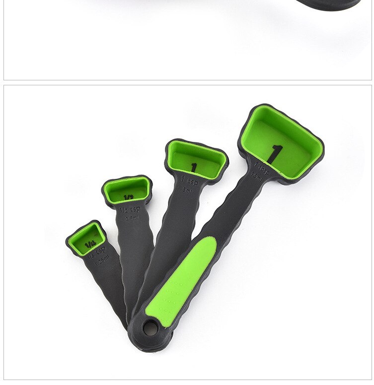 Colour Folding Measuring Spoon Set Silica Gel Measuring Cup Measuring Spoon Set 4 Baking Tools Measuring Spoon Set: 4-piece of spoon