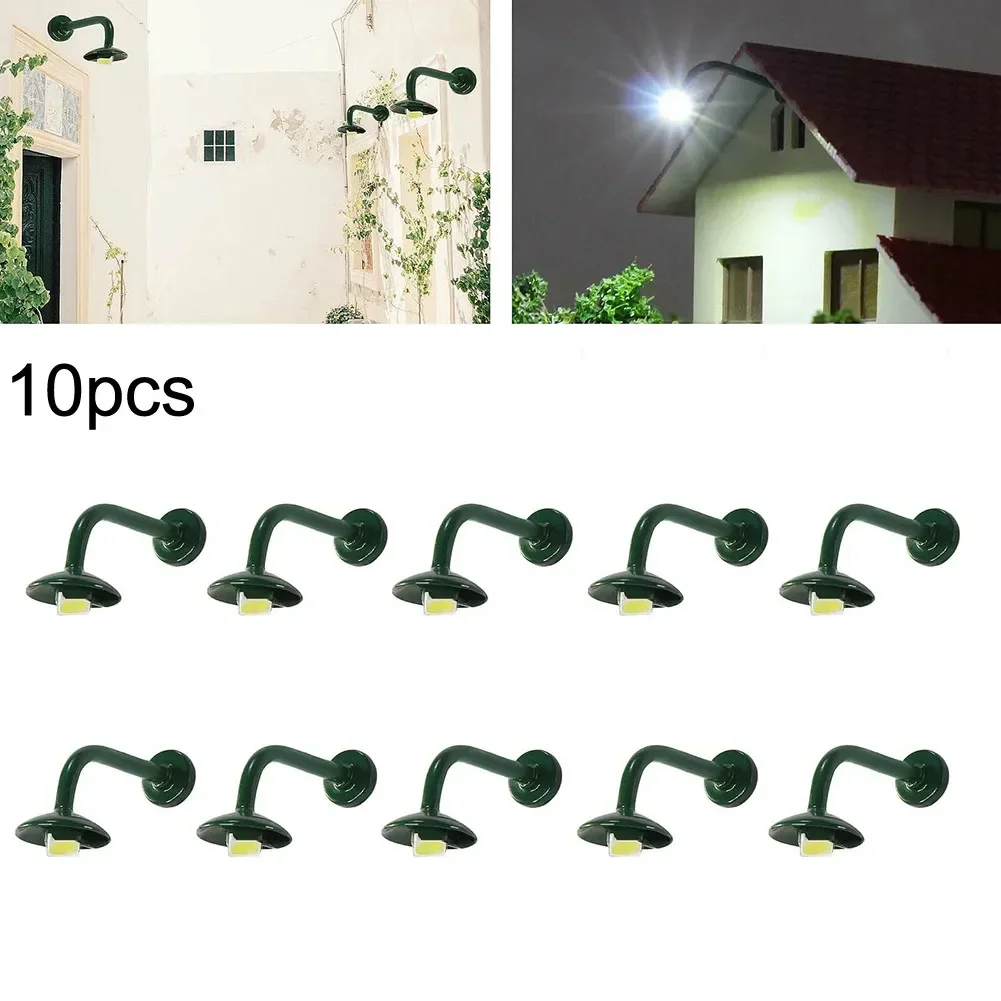 10 stks/set Compleet Lampen 1:87 HO Schaal Wandlampen Outdoor Straatlantaarns 1-Lamp Voor H0 Huizen Gebouw ornament