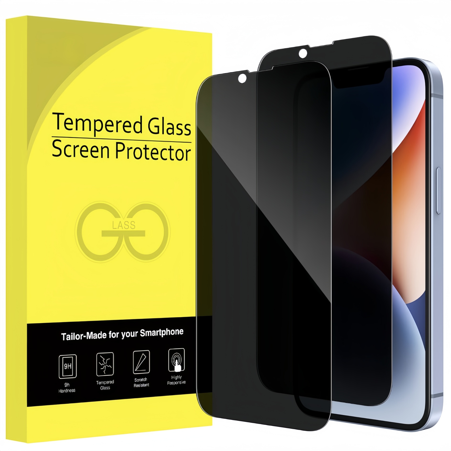 2 Pcs Privacy Full Coverage Screen Protector for iPhone 17e/16e/17 Pro Max/17,Anti-Spy Tempered Glass Film