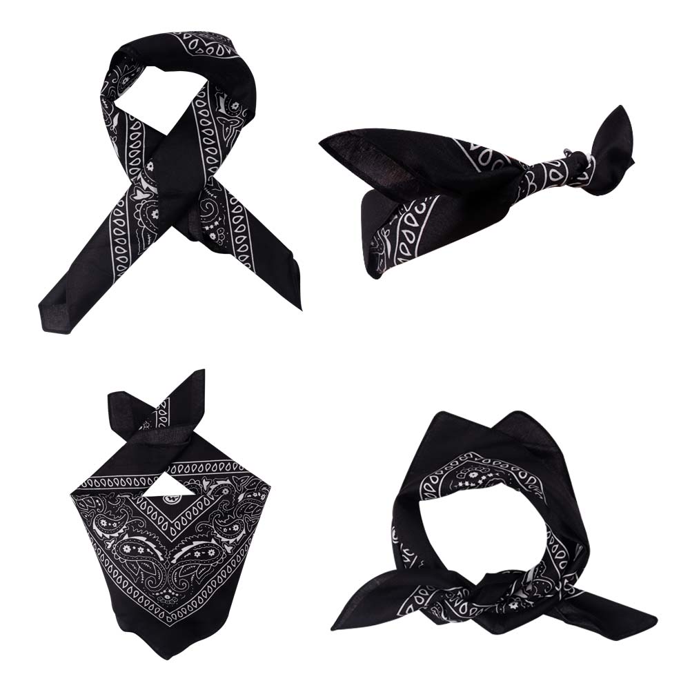 2020New Aangekomen Unisex Hip Hop Zwarte Bandana Mode Hoofddeksels Haarband Sjaal Pols Wraps Vierkante Sjaals Afdrukken Zakdoek