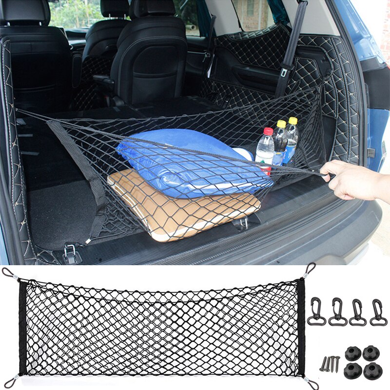 Redes de maletero de coche, organizador de almacenamiento de equipaje de carga de nailon fuerte elástico, malla con ganchos, accesorios de coche para SUV MPV, 70x70 cm: 110 x 50 cm