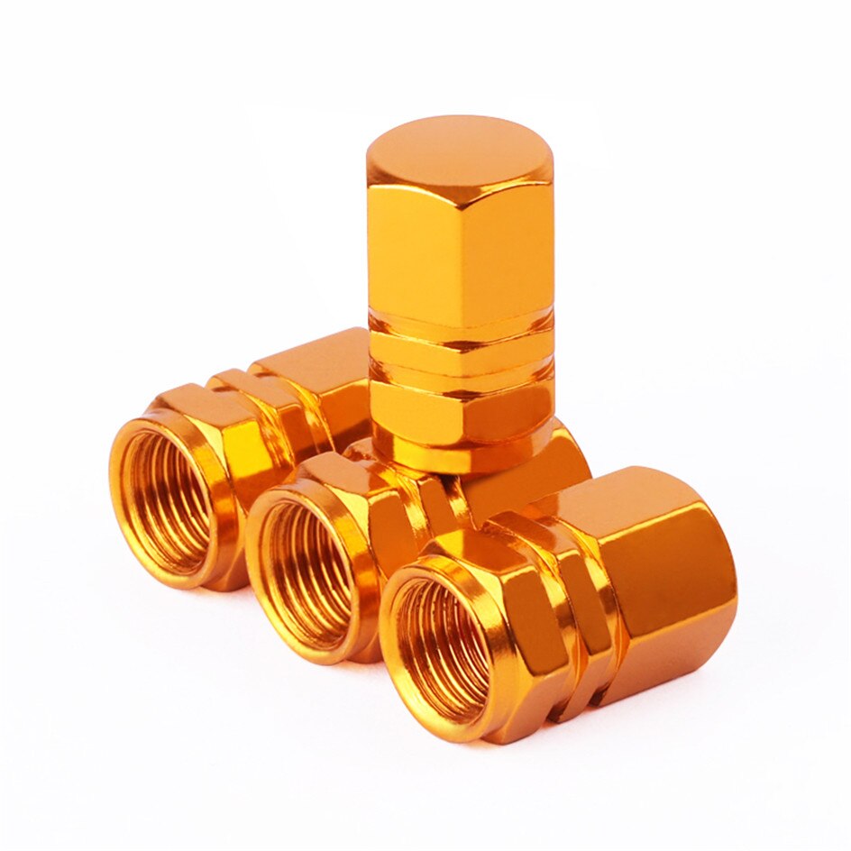 Aluminium Auto Wiel Band Ventiel Rim Stem Caps Ventiel Stofkap Wiel Banden Stem Air Dust Waterdichte luchtdicht Covers: Gold