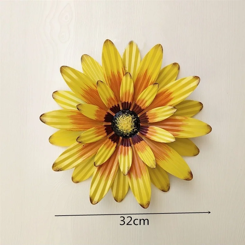 3D-Blumen-Wandkunst-Dekorationen, Metall-Hängeblumen-Wandskulpturen, hängende Verzierung für Badezimmer, Wohnzimmer, Garten, Hof, Zuhause, D: Licht Grau