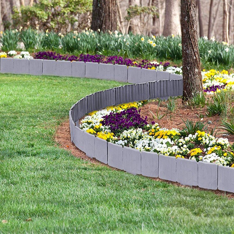 Bordures de pelouse en plastique aspect pierre, bordure de parterre de fleurs, bord de coupe, bordures de parterre de fleurs, clôture de jardin