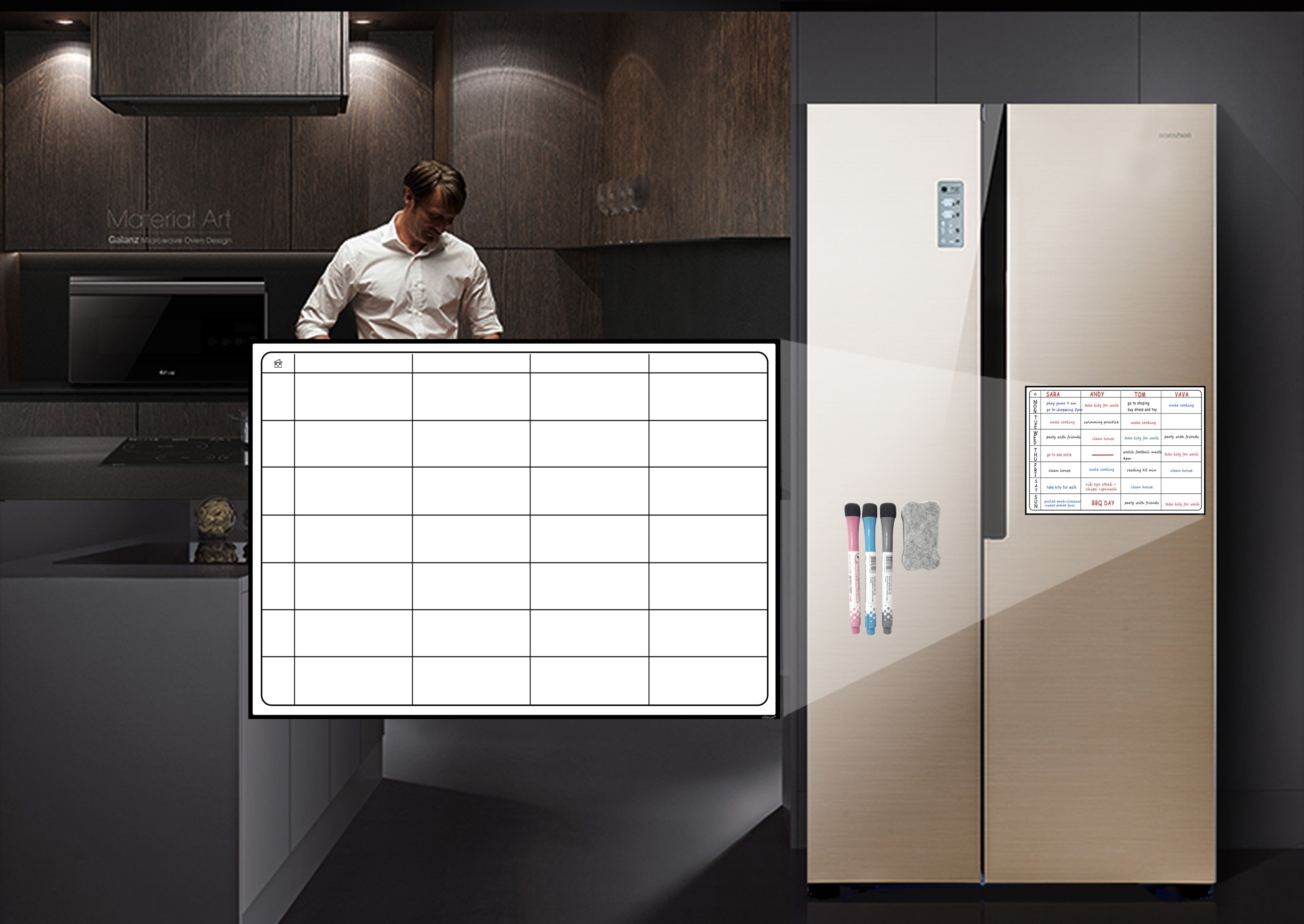 A3 Dry Erase Weekly Planner Board Multiple Magnetic Whiteboard Daily Weekly Dry Erase Magnetic Fridge Stickers Magnetic Board