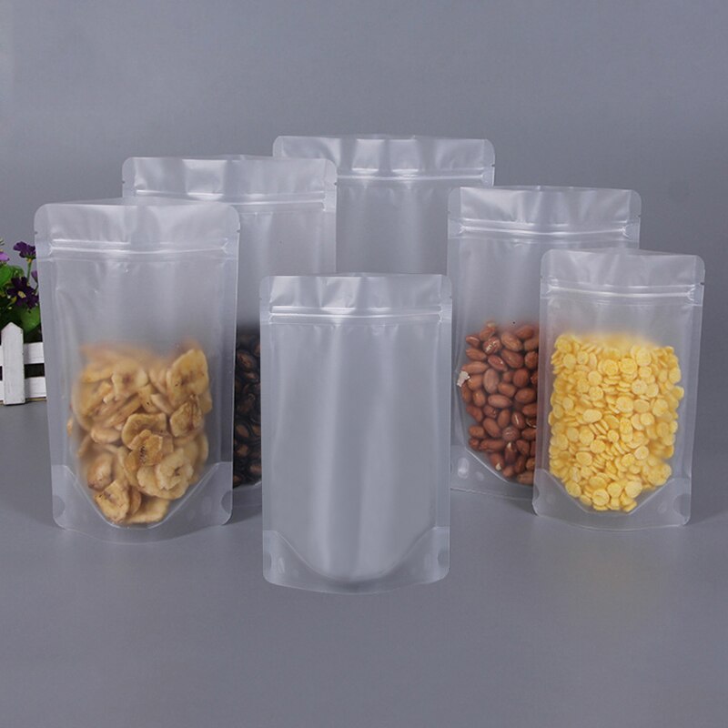 10Pcs Transparante Opbergtas Zelfdragende Ziplock Voedsel Verpakking Zak Thee Gedroogd Fruit Rits Zak Keuken Organizer