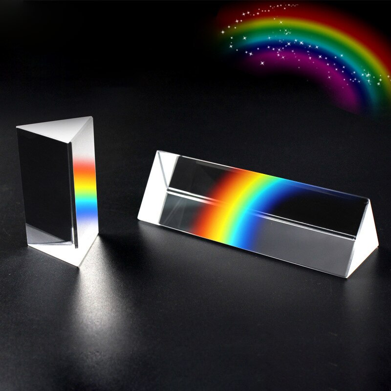 30x30x60mm Triangular Rainbow Prism BK7 Optical Prisms Glass Physics Teaching Refracted Light Spectrum Rainbow Children Students