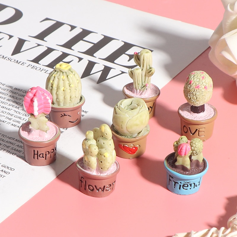 7Pcs 1:12 Poppenhuis Mini Vetplant Mini Boom Potplanten Voor Poppenhuis Decor