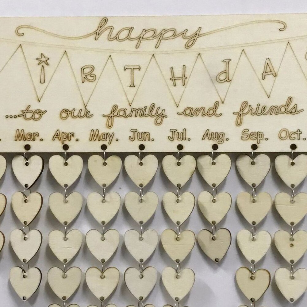 Wood Birthday Reminder Board Ply plaque Sign Family DIY Calendar Decor Hook Special Dates Planner Board Hanging