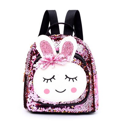 Toddler Children Girls Cute Cartoon Backpack Schoolbag Sequin Bling Rucksack School Bookbag Daypack: Pink