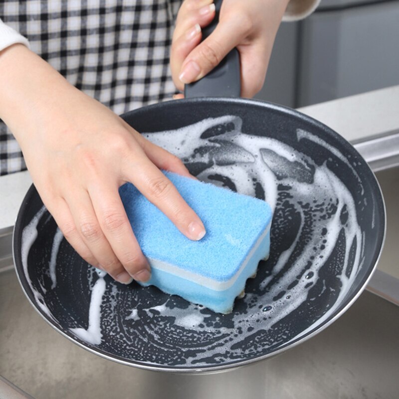 5Pcs/Set Thick Sponge Strong Decontamination Dish Washing Cloth Kitchen Cleaner Sponges Scouring Pads Kitchen Gadget