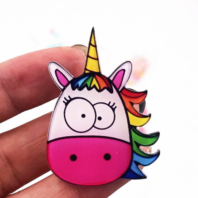 1Pcs Kleurrijke Dier Cartoon Pin Acryl Paard Eenhoorn Badge My Little Poni Icoon Broche Voor Meisjes Beloningen Decoratie Op zak Hoed: Antique Silver