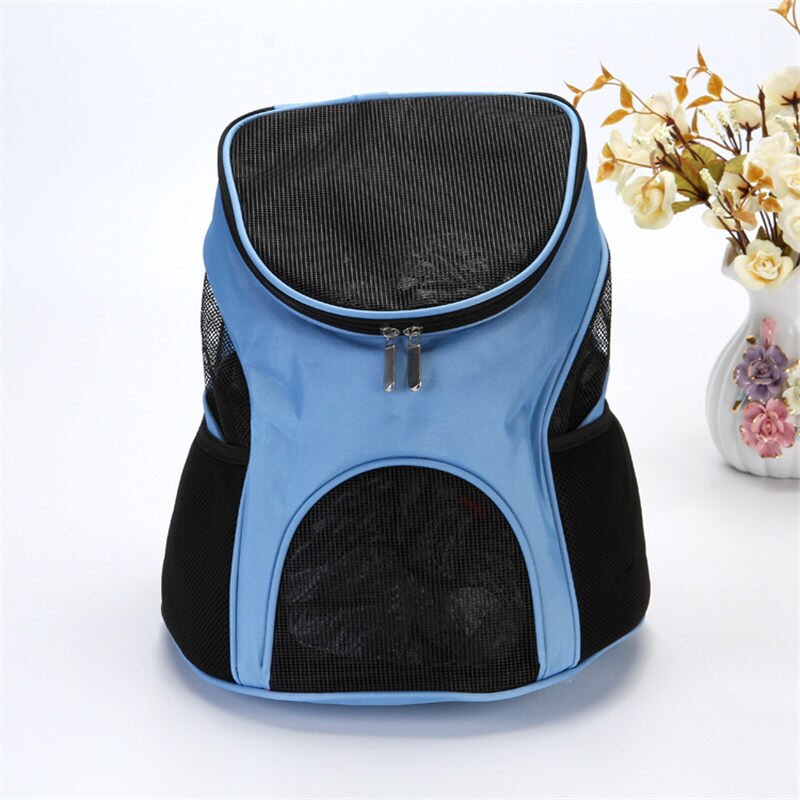 Draagbare Kat Hond Draagtas Ademend Mesh Outdoor Reizen Huisdieren Draagtas Dubbele Schouder Rugzak Voor Kleine Honden Dieren: Light Blue