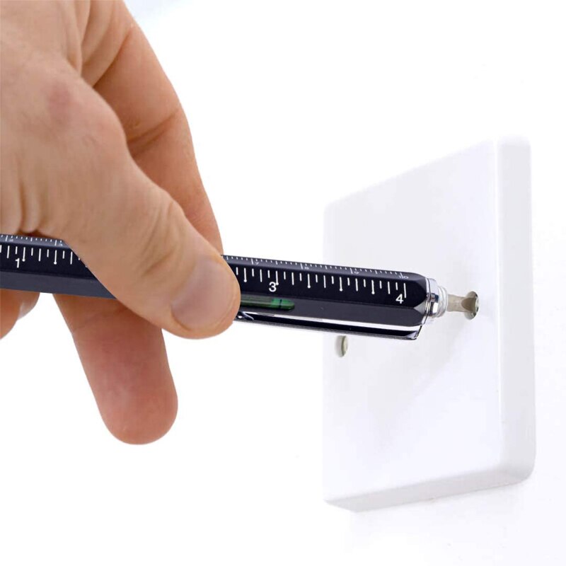 6 In 1 Multi Tool Pen Multifunction Screwdriver Precision Ruler Caliper Ballpoint Pens for Phone Touch Creativity Level Meter