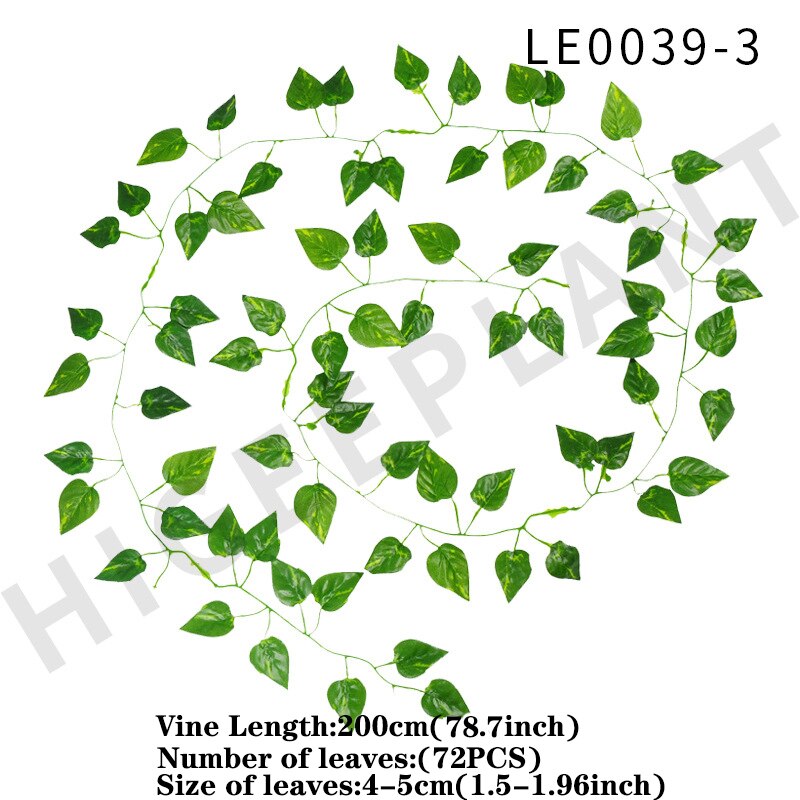 230cm grønne silke kunstig hængende efeu blad krans planter vin drue blade 1pc hjem badeværelse dekoration havefest indretning: 3