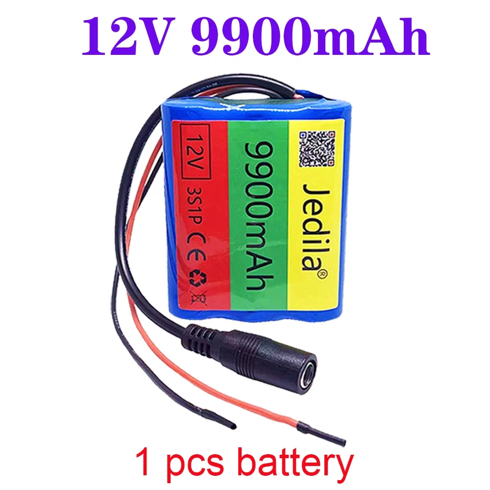 100% Brand 12 V 9900 MAH 3s1p Lithium Battery 18650 Lithium Battery Pack Protection Board + 12.6V Charger: Gold