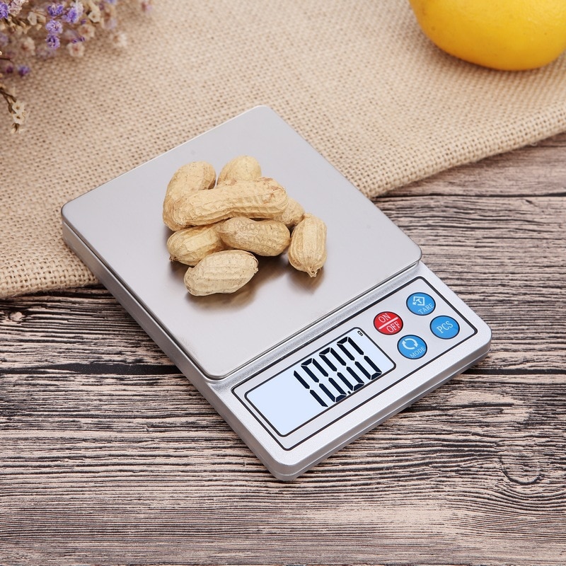 Bærbar digital elektronisk vægt køkken mad vægt balance vægt rustfrit stål smykker vægt 600g ~ 3kg/0.1g 0.01g