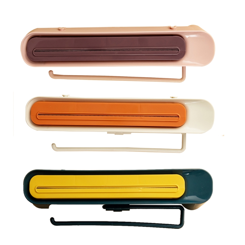 3in1 Food Wrap Dispenser Foil Cling Sharp Cutter Preservative Film Wrap Storage B03E