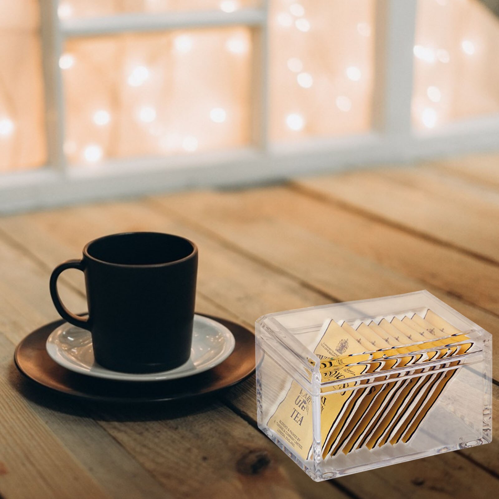 Acrylic Tea Bags Holder Coffee Sugar Storage Boxes For Home