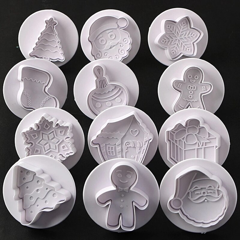 4 stuks kerst 3d koekjes taart zuiger uitsteker bakvorm koekjes stempel biscuit diy mal fondant taart decoratie gereedschap