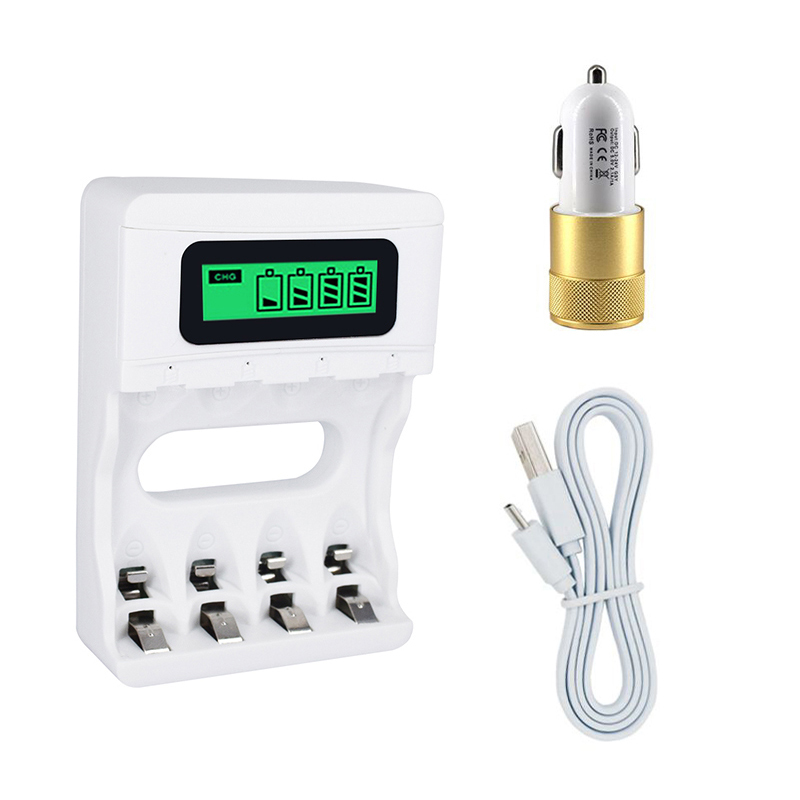 PALO lcd-scherm AAA AA batterij lader voor AAA AA NI-MH en NI-CD Oplaadbare batterij opladen voor batterijen met auto lader: USB  car charger