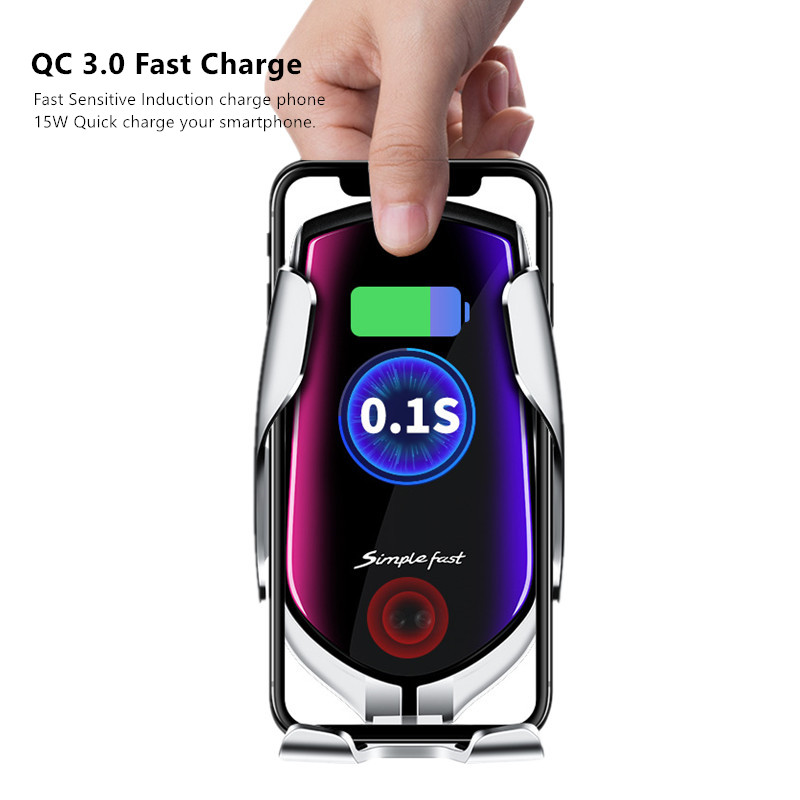 Automatische klemmung, infrarot-induktion, qi-autoladegerät mit schnellladefunktion für iphone 11 pro max, xs und samsung  s10 s20