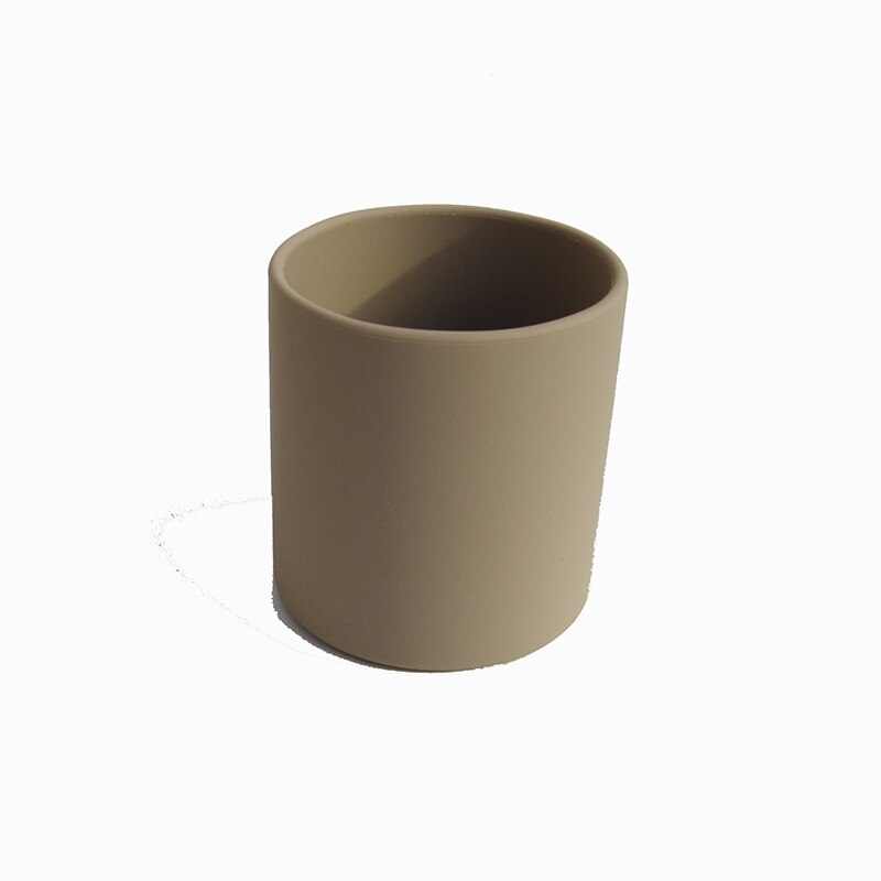 1PCS Baby Silicone Cup Food Grade Silicone kids Feeding Cup Infant Toddler Tableware Drinking Cup BPA Free 250ML Heat-resistant: taupe