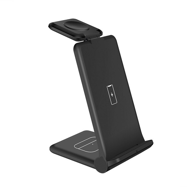 Chargeur sans fil Qi 3 en 1 pour iPhone 13 12 11 XS XR X 8, pour Apple Watch 7 SE 6 5 4 3 AirPods Pro, Station de charge rapide 15W: 3 IN 1 Black