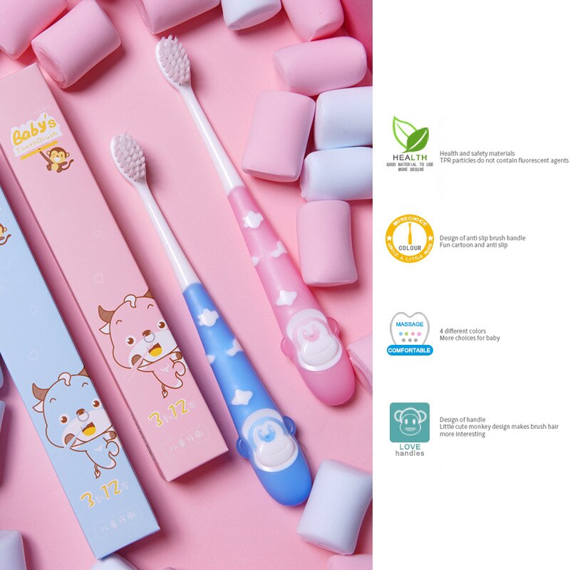 Color Box Individually Packed 3-12 Year Old Cartoon Model Without Fluorescent Agent Toothbrush Soft Bristles Children Toothbrush