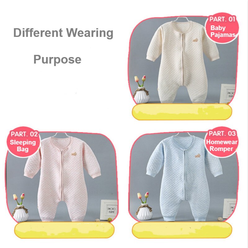 Bébé dormeurs épais coton sac de couchage -né Robes de nuit vêtements de nuit fendus jambes fermeture éclair enfant en bas âge garçon fille dormeurs