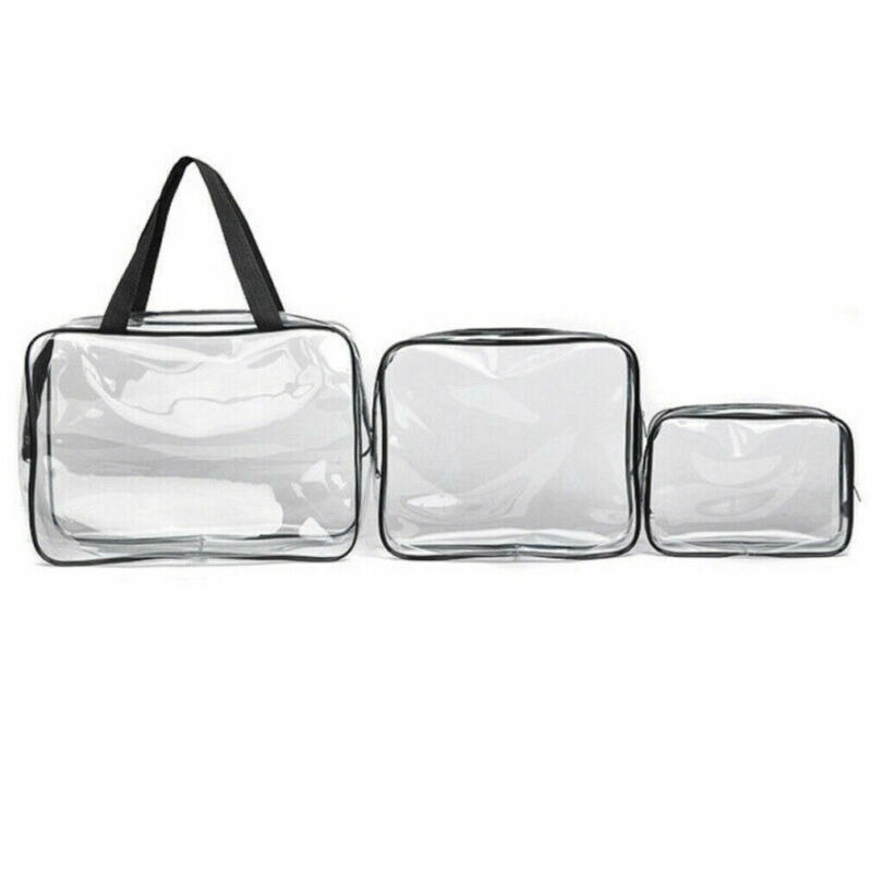 Femmes sacs à cosmétiques Transparent en plastique PVC voyage cosmétique maquillage sac organisateur trousse de toilette pochette à fermeture éclair/par: S