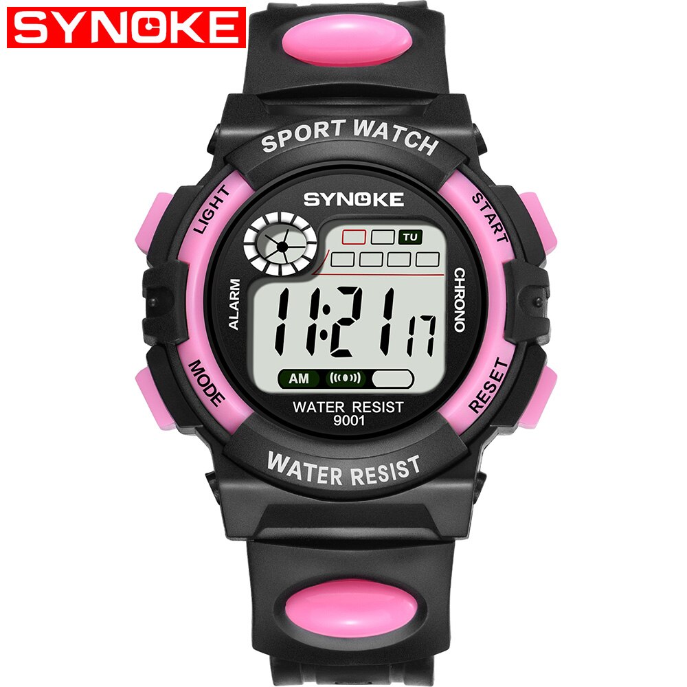 Waterdichte Synoke Kinderen Horloge Cartoon Kinderen Horloges Jongens Outdoor Digitale Kids Sport Terug Light Schokbestendig Kleurrijke A33: Roze