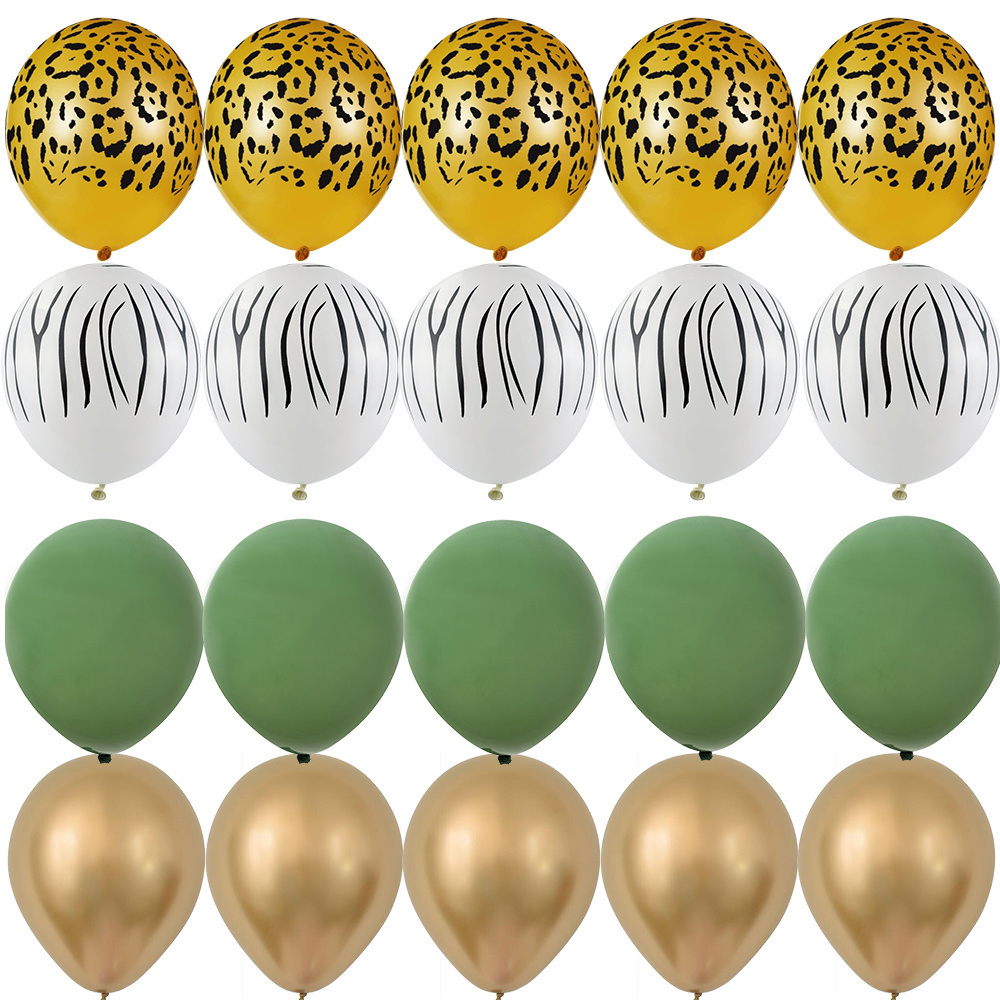 20 stks 12 inch Tijger/Luipaard/Giraffe Patroon Ballon Set voor Kinderen Wild Dier Jungle Safari Verjaardagsfeestje decoratie Benodigdheden: camouflage