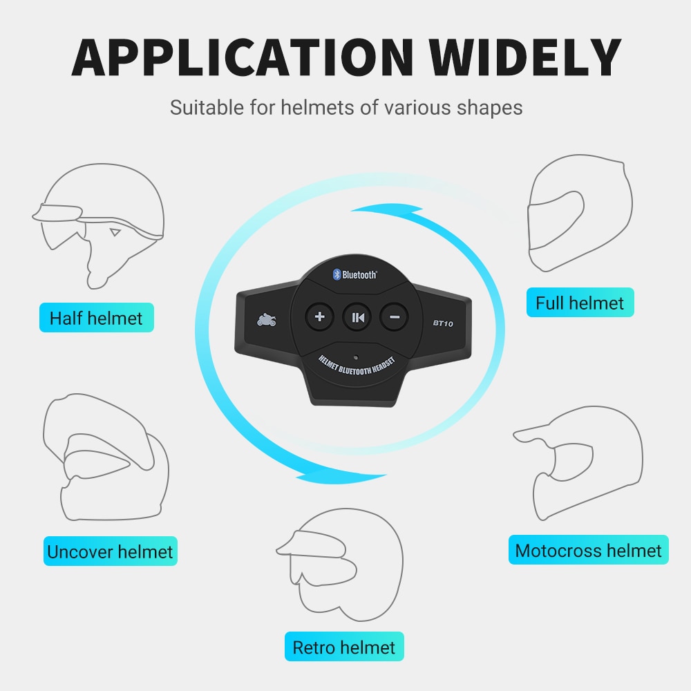 GETNOOG Helm Headset Motorrad bluetooth Headset wasserdichte Helm Bluetooth verdrahtet Bluetooth Kommt mit FM Für Motorrad