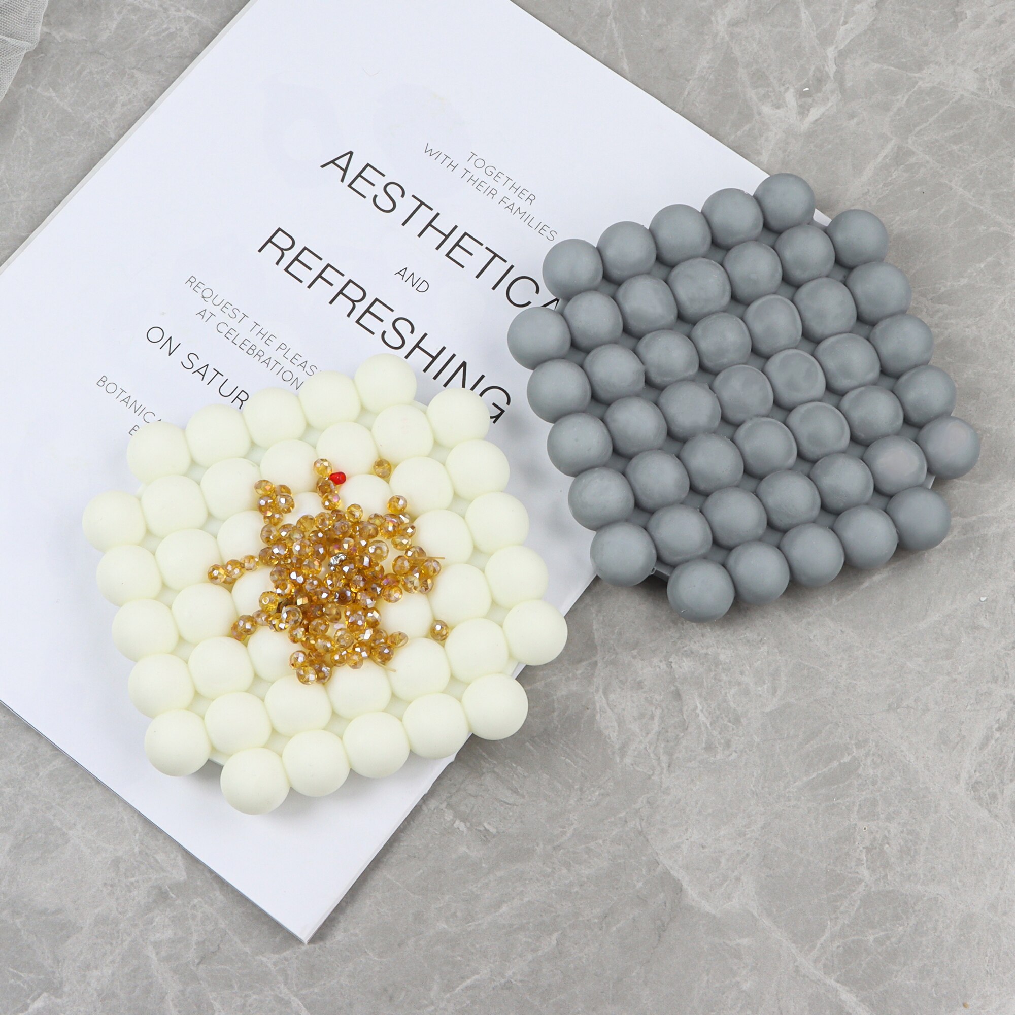 Beton bakke form cement kugle bakke placeringer silikone form coaster duftende lys bakke silikone forme dekoration