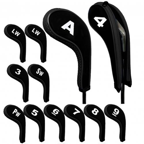 Waterproof Neoprene Golf Club Iron Cover Golf Iron Head Covers Golf Club Iron Headovers Wedges Covers 12pcs/set: Black