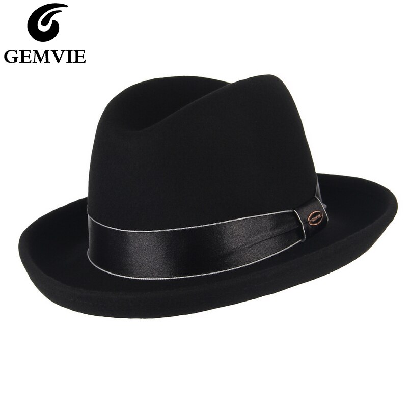 Gemvie merk dames s 100%  wollen billycock homburg hoed fedora winter vilten hoed maat s