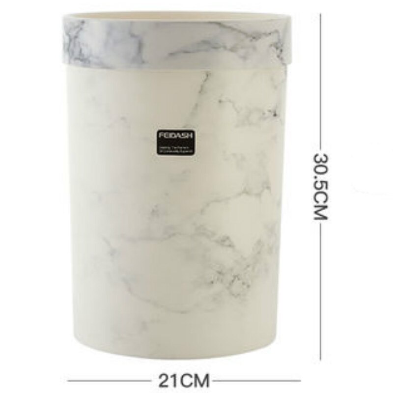 Nordisk stil enkel personlighed imitation marmor mønster afdækket skraldespand hjem stue soveværelse  sp62915: Hvid -10l