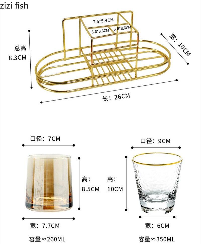 Conjunto de vasos de lavado de pared/escritorio soporte para vaso de baño de Metal suministros de vidrio enjuague bucal taza cepillo de dientes pasta de dientes estante de almacenamiento colgante de pared