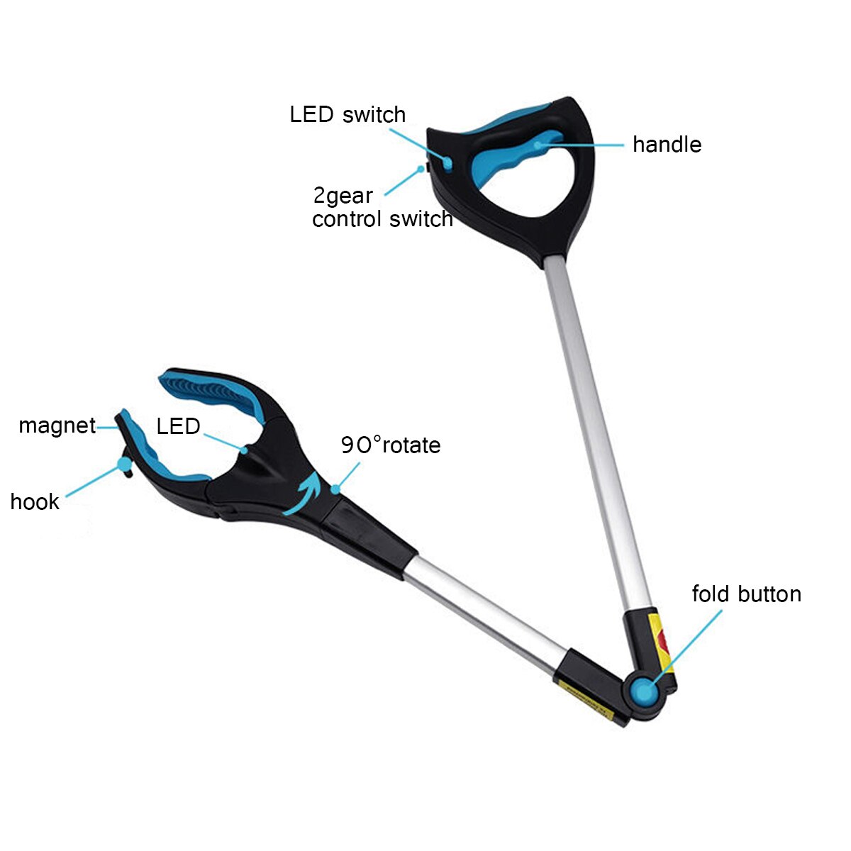 Foldable Litter Reachers Pickers Pick Up Tools Gripper Extender Grabber Picker Collapsible Garbage Pick Up Tool Grabbers