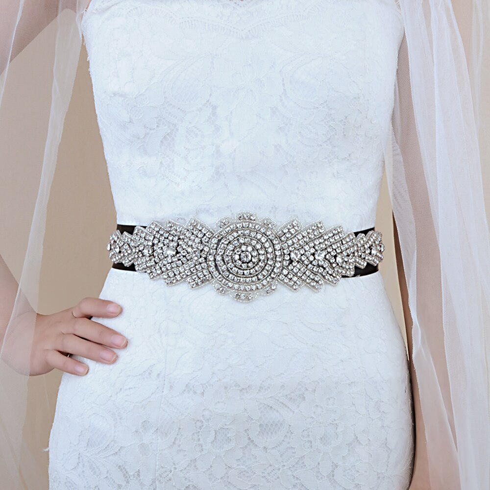 ZMS23 Wedding Dress Ivory Bride's Accessories Belt Bridemaid Brides Dresses Glitter Bridal Diamond Sash Women's Belts