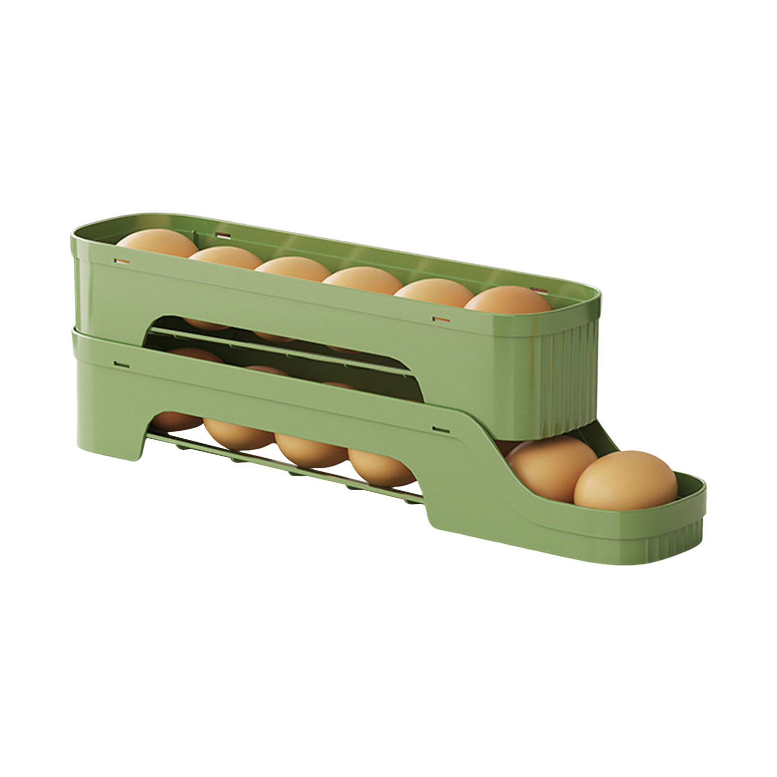 Rolling Egg Storage 4 Tier Refrigerator Egg Storage Organize and Store up to 30 Eggs Box Space-Saving Roll Down Eggs Dispenser: Dark Khaki