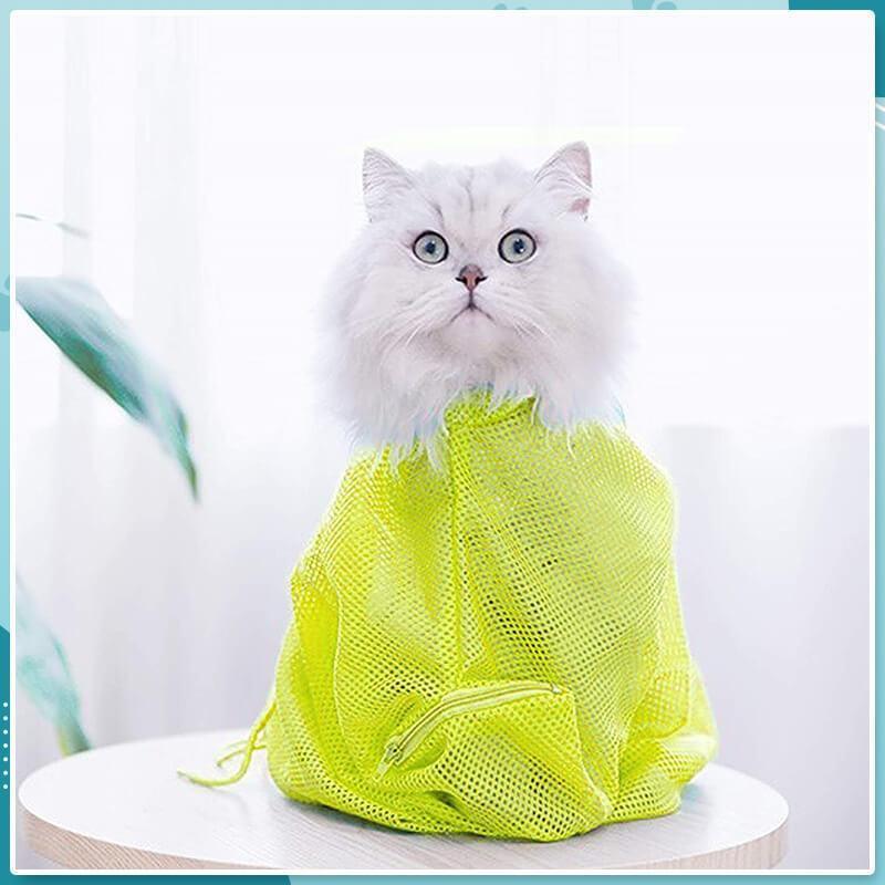 Cat Shower Pouch Mesh Cat Bathing Bag Cats Grooming Washing Bags Cat Bath Clean Bag No Scratching Bite Restraint Cat Supplies Na