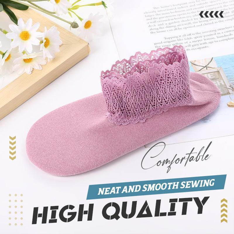 Lace Warmer Socks Women Breathable Warmer Socks Solid Color Boat Comfortable Cotton Ankle Socks with Lace